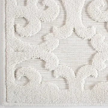 Orian Sculpted 4704 Indoor/Outdoor High-Low Debonair Natural Area Rug, 7'9" x 10'10", Ivory