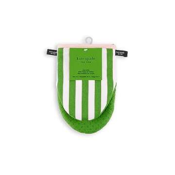 Kate Spade New York Botanical Stripe Mini Oven Mitt 2-Pack Set, 5.5" x 8", Green/Pink
