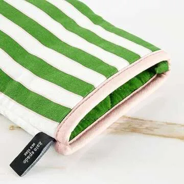 Kate Spade New York Botanical Stripe Mini Oven Mitt 2-Pack Set, 5.5" x 8", Green/Pink