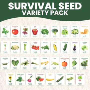 35 Vegetable Seeds | Survival Variety Pack | 2025 Season | Individually Packed Vegetables, Herbs and Fruits | Emergency Seed Vault for Doomsday Prepping | by Family Sown