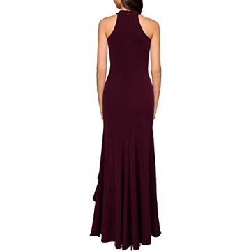 WOOSEA Women's High Neck Split Bodycon Mermaid Evening Cocktail Long Dress