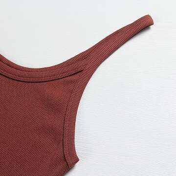 Artfish Women's Sleeveless Tank Top Form Fitting Scoop Neck Ribbed Knit Basic Cami Shirts Rust, L