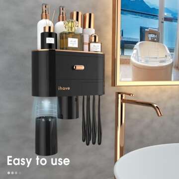 Stylish Wall Mounted Toothbrush Holder for Bathroom
