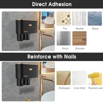 Stylish Wall Mounted Toothbrush Holder for Bathroom