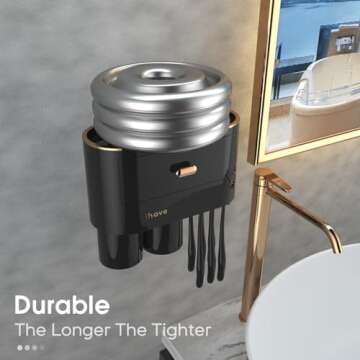 Stylish Wall Mounted Toothbrush Holder for Bathroom