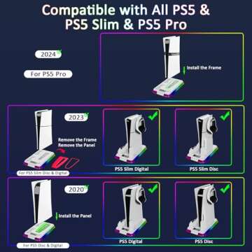 PS5 Pro Cooling Station - Ultimate Fan & Charger with RGB Lighting