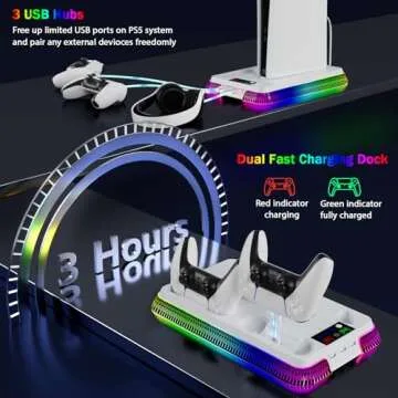 PS5 Pro Cooling Station with RGB Light & Fast Charger