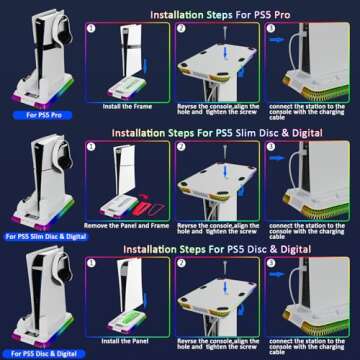 PS5 Pro Cooling Station with RGB Light & Fast Charger