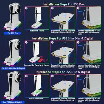 PS5 Pro Cooling Station with RGB Light & Fast Charger