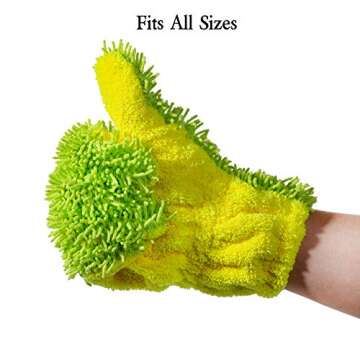 SCRUBIT Chenille Microfiber Double Sided Cleaning Gloves for car and Home - Furniture, Glass and Stainless Steel Cleaner – Washes Dirt Without Harmful Chemicals - Perfect for Dusting - 2 Pack