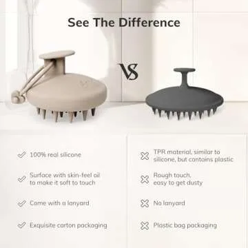 Sndyi Silicone Scalp Massager Shampoo Brush, Hair Scrubber with Soft Silicone Bristles, Scalp Scrubber/Exfoliator for Dandruff Removal, Wet Dry Scalp Brush for Hair Growth & Scalp Care, Khaki