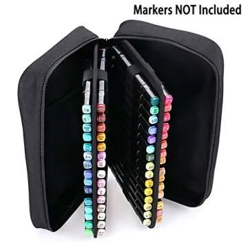 BTSKY Art Marker Carrying Case Lipstick Organizer-60 Slots Canvas Zippered Markers Storage for Touch Spectrum Noir Paint Sharpie Markers, Empty Wallet Only (Black)
