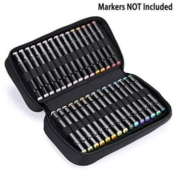 BTSKY Art Marker Carrying Case Lipstick Organizer-60 Slots Canvas Zippered Markers Storage for Touch Spectrum Noir Paint Sharpie Markers, Empty Wallet Only (Black)