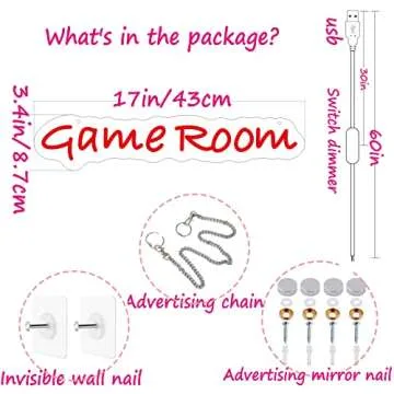 Game Room Neon Signs for Game Wall Decor Gaming Room Decor adjustable lighting Led Neon Light Game gifts, Teen Boy Children for Game Room,Bedroom, Men Cave,Bar Party Decor