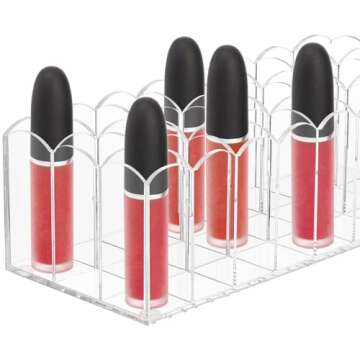 Hedume 2 Pack Lip Gloss Holder Organizer, 24 Spaces Acrylic Lip Gloss & Makeup Holder, Lipgloss Disp...