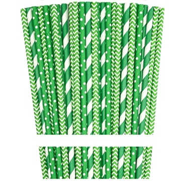 Eco-Friendly Green White Paper Straws - 100 Pack for All Occasions