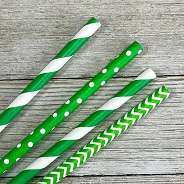 Eco-Friendly Green White Paper Straws - 100 Pack for All Occasions