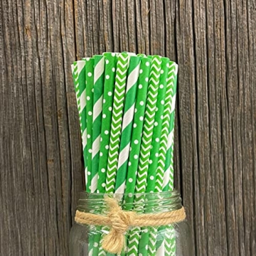 Eco-Friendly Green White Paper Straws - 100 Pack for All Occasions