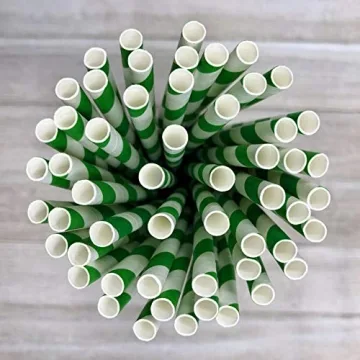 Eco-Friendly Green White Paper Straws - 100 Pack for All Occasions