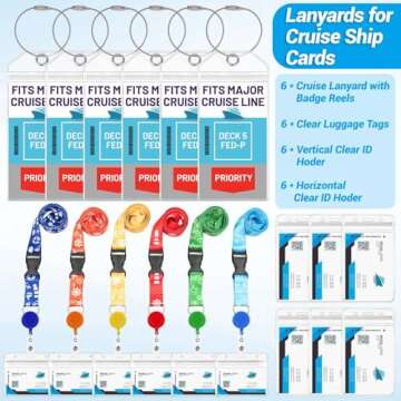 Cruise Lanyards, 6 Pack Waterproof Cruise Luggage Tags with Ship Key Card Badge Holder Travel Lanyar...