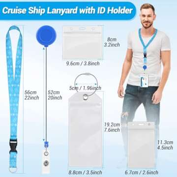 Cruise Lanyards, 6 Pack Waterproof Cruise Luggage Tags with Ship Key Card Badge Holder Travel Lanyard Retractable, Cruise Essentials Accessories