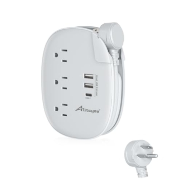 Alitayee Portable Power Strip: 3 Outlets & Fast Charge