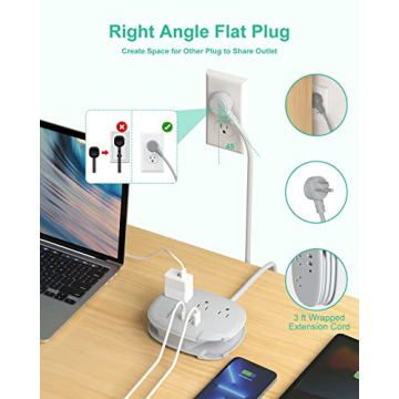 Alitayee Portable Power Strip: 3 Outlets & Fast Charge