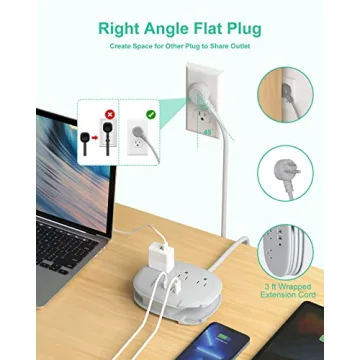 Alitayee Portable Power Strip: 3 Outlets & Fast Charge