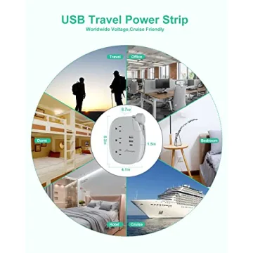 Alitayee Portable Power Strip: 3 Outlets & Fast Charge