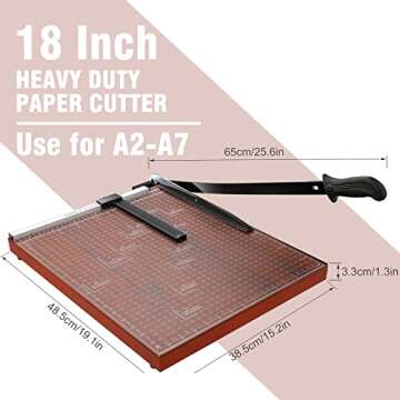 Paper Cutter Heavy Duty 18" Cut Length Professional Large Paper Cutter 12-Sheet Capacity Guillotine ...