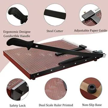 Paper Cutter Heavy Duty 18" Cut Length Professional Large Paper Cutter 12-Sheet Capacity Guillotine Paper Cutter for Cardstock, Safety, Efficience, Wide Use for Office, School, Home (A2-A7)