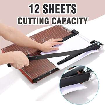 Paper Cutter Heavy Duty 18" Cut Length Professional Large Paper Cutter 12-Sheet Capacity Guillotine Paper Cutter for Cardstock, Safety, Efficience, Wide Use for Office, School, Home (A2-A7)