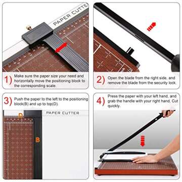 Paper Cutter Heavy Duty 18" Cut Length Professional Large Paper Cutter 12-Sheet Capacity Guillotine Paper Cutter for Cardstock, Safety, Efficience, Wide Use for Office, School, Home (A2-A7)