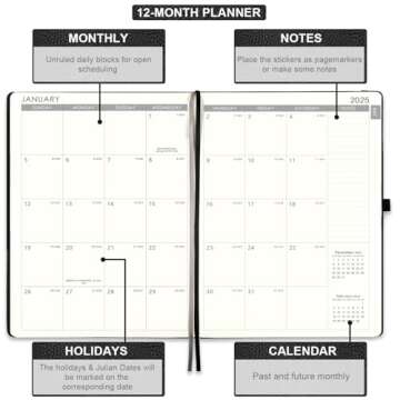 2025 Planner - Weekly & Monthly Planner 2025 with Pen Loop, to Achieve Your Goals & Improve Productivity, January 2025 - December 2025, Thick Paper, Inner Pocket, 8.5" x 11" - Black