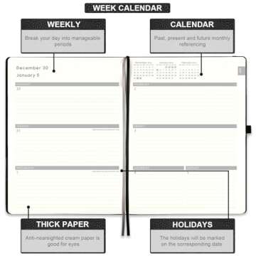 2025 Planner - Weekly & Monthly Planner 2025 with Pen Loop, to Achieve Your Goals & Improve Productivity, January 2025 - December 2025, Thick Paper, Inner Pocket, 8.5" x 11" - Black