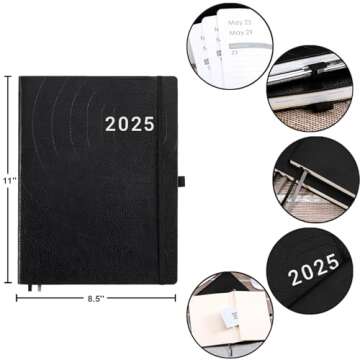 2025 Planner - Weekly & Monthly Planner 2025 with Pen Loop, to Achieve Your Goals & Improve Productivity, January 2025 - December 2025, Thick Paper, Inner Pocket, 8.5" x 11" - Black