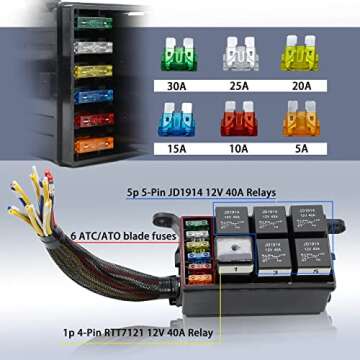 WYPabiqis 12V Automotive Fuse And Relay Box, with Pre-Wires, Fuse Relay Block, Universal Fuse Block ...