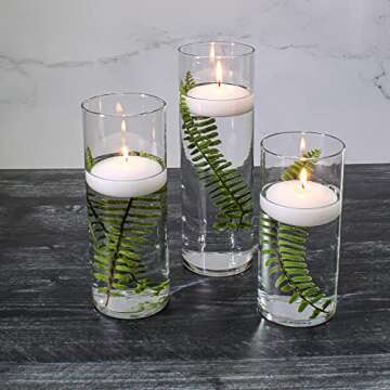 Eastland Glass Cylinder Vases 3 Pack. 7.5" | 9" | 10.5" Heights. Perfect Wedding, Event, Home Decor