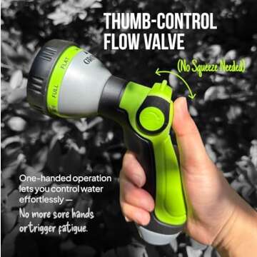 Durable Garden Hose Nozzle – 8-Pattern Sprayer with Thumb Control