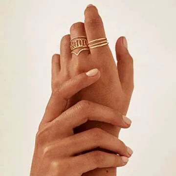 GNIRTSI Gold Twisted Ring for Women 14K Gold Plated Minimalist Stack 11MM Wide Band Finger Jewelry Size 6