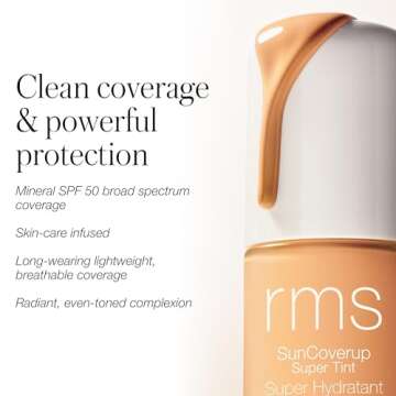 RMS Beauty SunCoverup Super Tint Broad Spectrum SPF 50 Sunscreen - Skin Tint Non Nano Zinc Oxide Mineral Sunscreen, Glowy Tinted Moisturizer with SPF (Tawny)