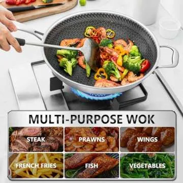 MICHELANGELO 12.5 Inch Honeycomb Stainless Steel Wok