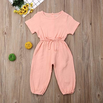 Mubineo Toddler Girl Summer Fall Cotton Linen Romper Jumpsuit