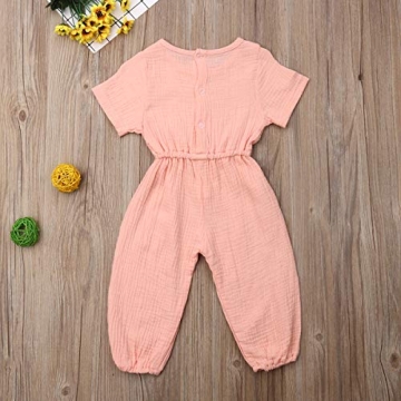 Mubineo Toddler Girl Summer Fall Cotton Linen Romper Jumpsuit
