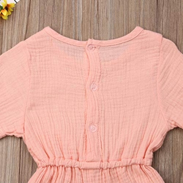 Mubineo Toddler Girl Summer Fall Cotton Linen Romper Jumpsuit