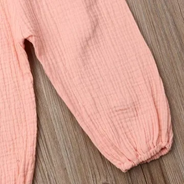 Mubineo Toddler Girl Summer Fall Cotton Linen Romper Jumpsuit
