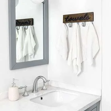 Mkono Rustic Towel Holder for Bathroom Organization