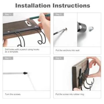 Mkono Rustic Towel Holder for Bathroom Organization