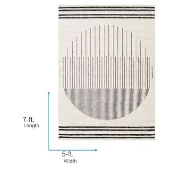 Livabliss Penrod Modern Geometric Area Rug, 5' x 7', Black/Ivory