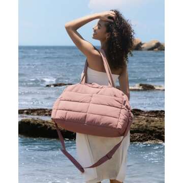 BAGSMART Gym Bag for Women - 31L Travel Duffle Tote - Stylish Quilted Design